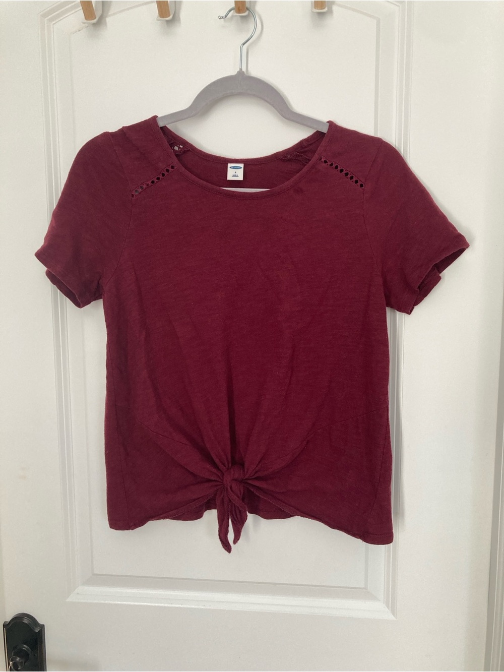 Old Navy Burgundy Short Sleeve Knot-Front Tee
